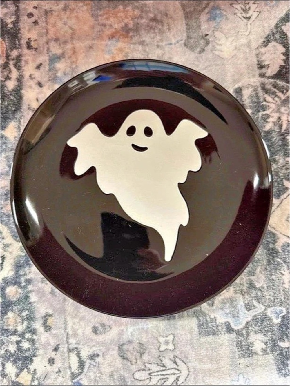 Kikkerland Ghost Design Decor Plate Black & White